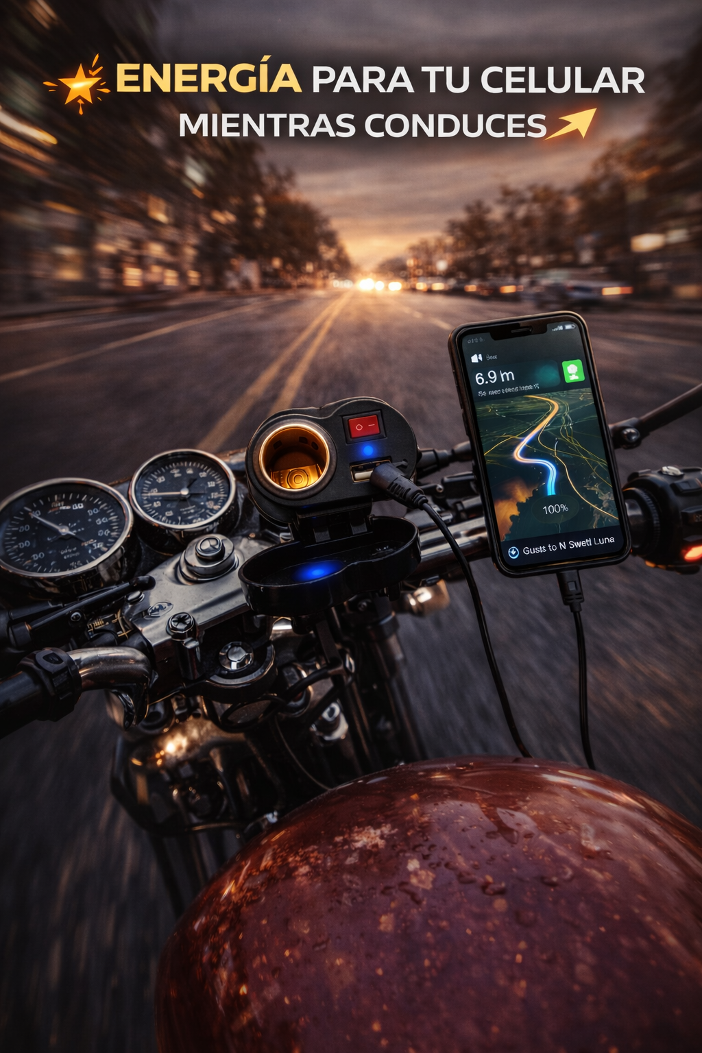 Cargador Moto USB encendedor Cigarrillo